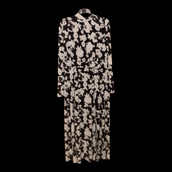 Lane Bryant Black and Cream Floral Long Sleeve Women’s Dress Size 14/16 NWT - Picture 3 of 5
